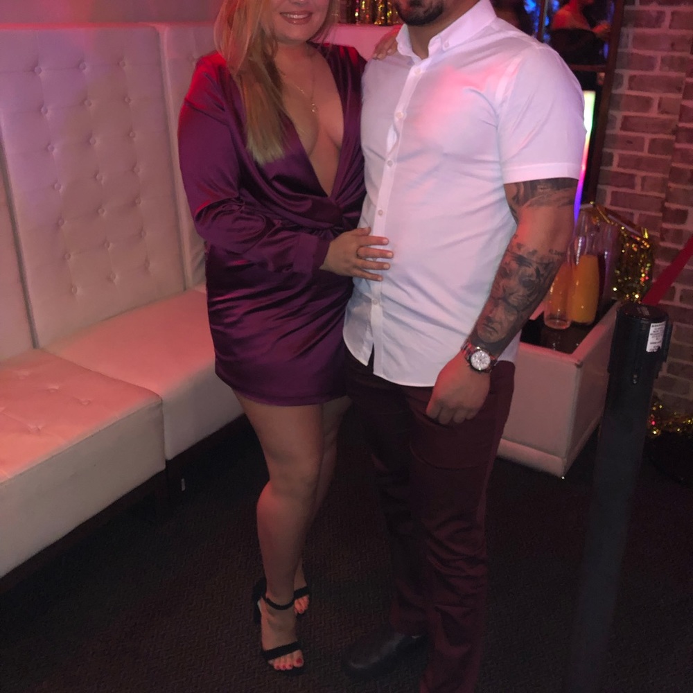 Magenta low cut dress from FashionNova